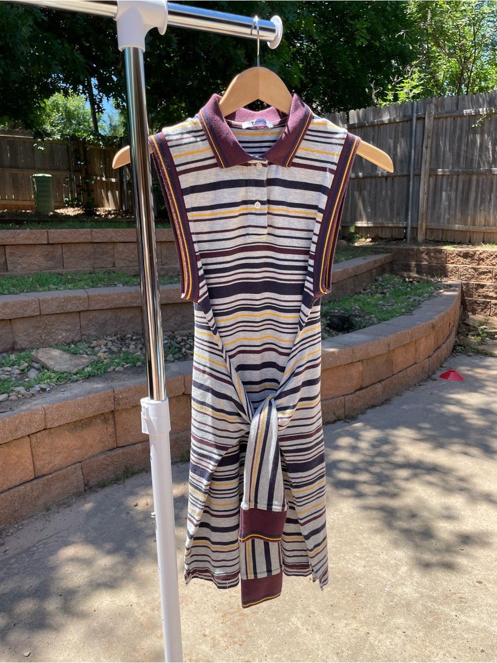 Alexander Wang maroon, cream, navy & yellow striped dress size small #25